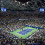 September 5, 2015 Overall of the grounds at night during the 2015 US Open.